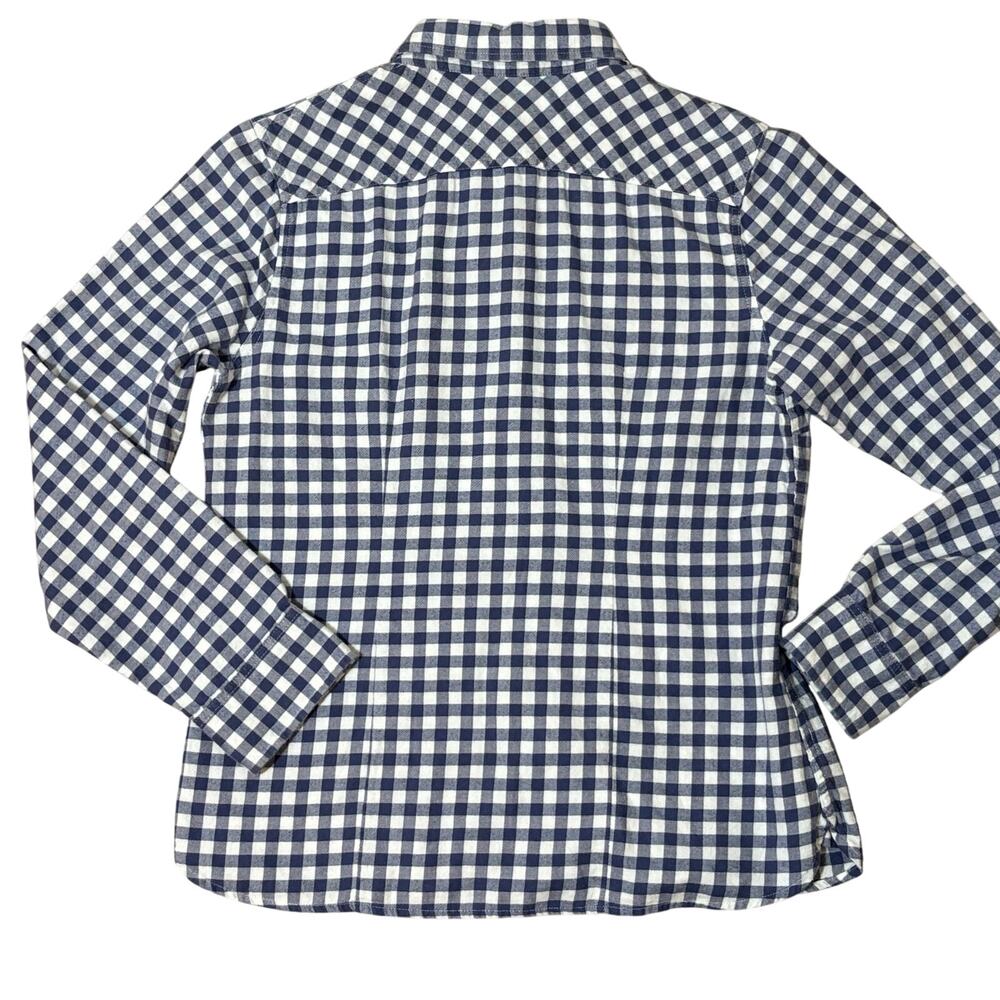 L.L.Bean XS Petite Blue White Gingham Button Down Shirt Flannel Preppy Coastal - Picture 9 of 10